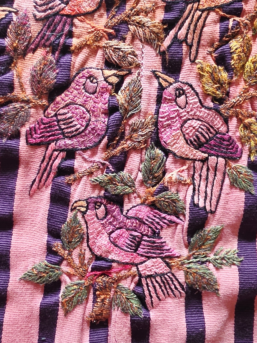 Arloom Vintage Huipil Top Pink With Purple Stripes - Picture 12 of 12